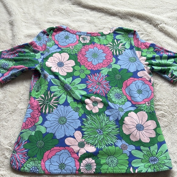 Talbots Floral Cotton Top – Size L | 95% Cotton | Vibrant Blooms | - Picture 7 of 7